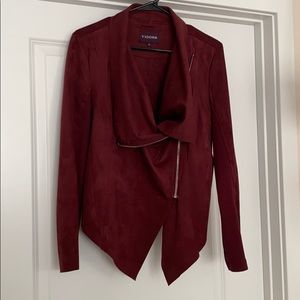Vigoss faux suede asymmetrical wrap jacket